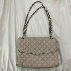 Rebecca Minkoff quilted cross body bag in off white cream.